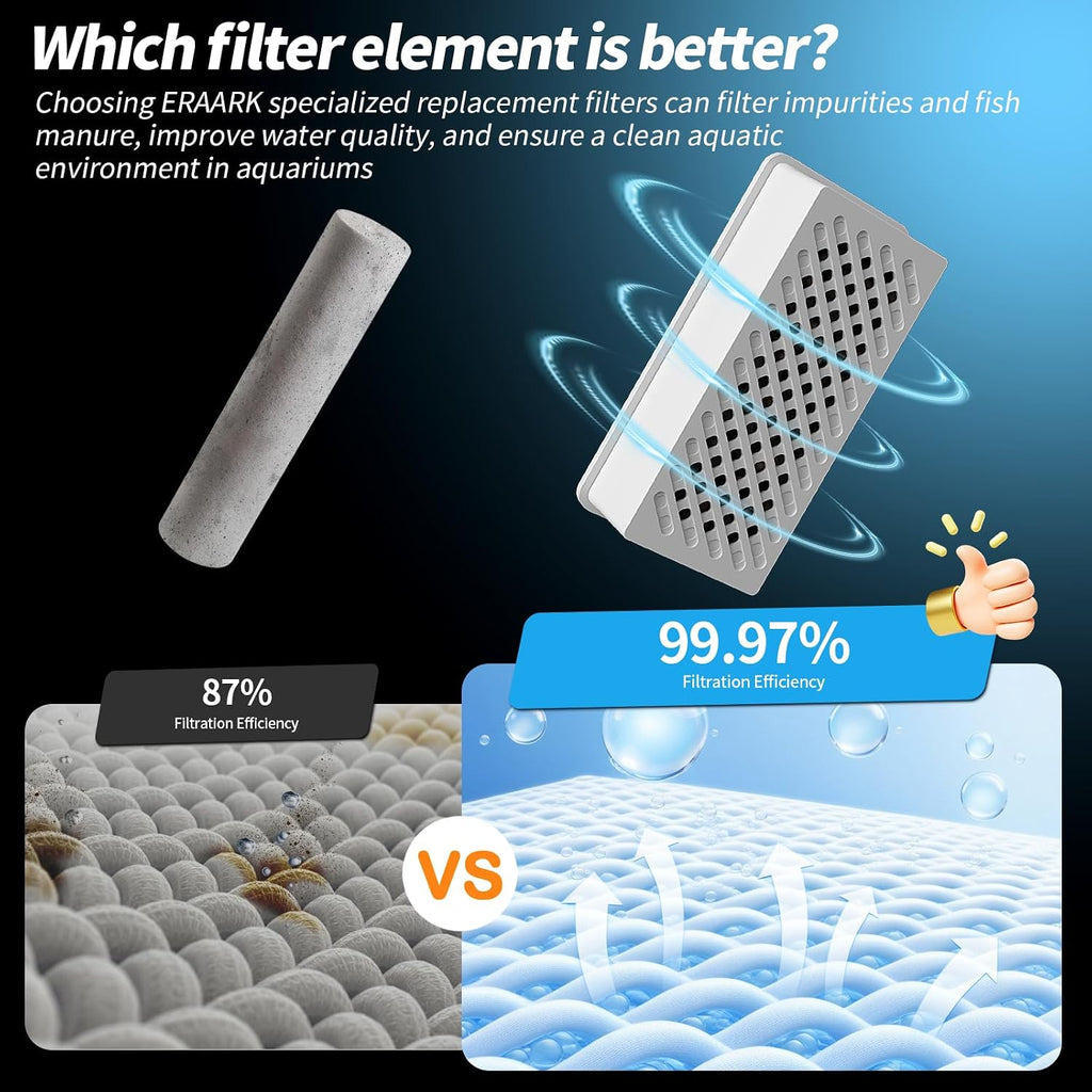 ERAARK Filter Media Replacement Physical Filter cartridges smart Fish Tank 4-Pack (4pack Physical Filter)