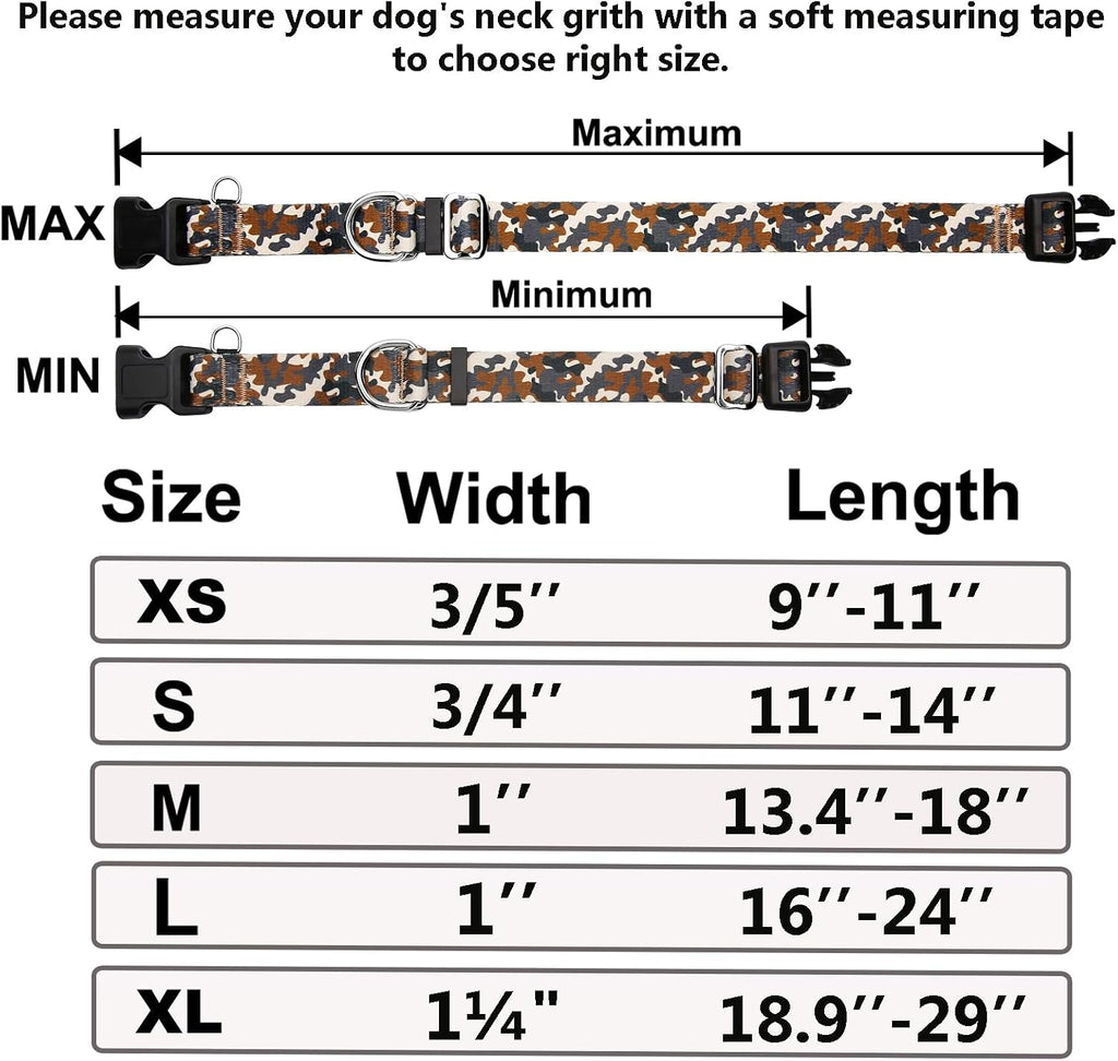 Martingale Collar for Dogs with Buckle No Pull Adjustable Nylon Limited Slip Training Dog Collars (Camouflage, Large)