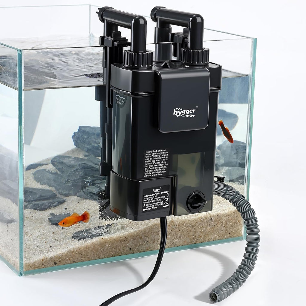 hygger Hang-On-Back Aquarium Filter with Debris Collection Chamber,Ultra Quiet Multi-Stage Filtration System Fish Tank Filter, Surface Skimmer, Adjustable Flow,Duckbill Nozzle & Rainfall Spray Bar