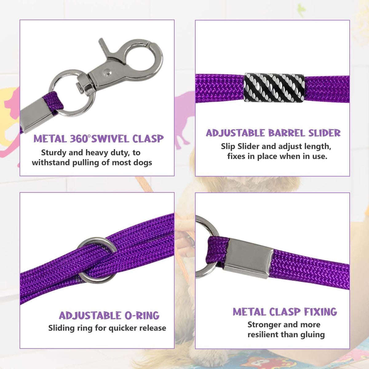 Pet Grooming Loop for Dogs - Nylon Restraint Noose Adjustable Slip Rope Dog Grooming Supplies for Dog Grooming Arm and Pet Grooming Table - 5 Pack