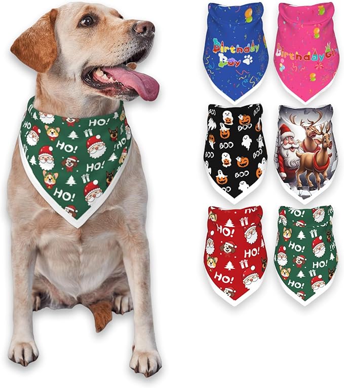 Christmas Dog Bandanas, Reflective Dog Bandana by PAPIAMENPET