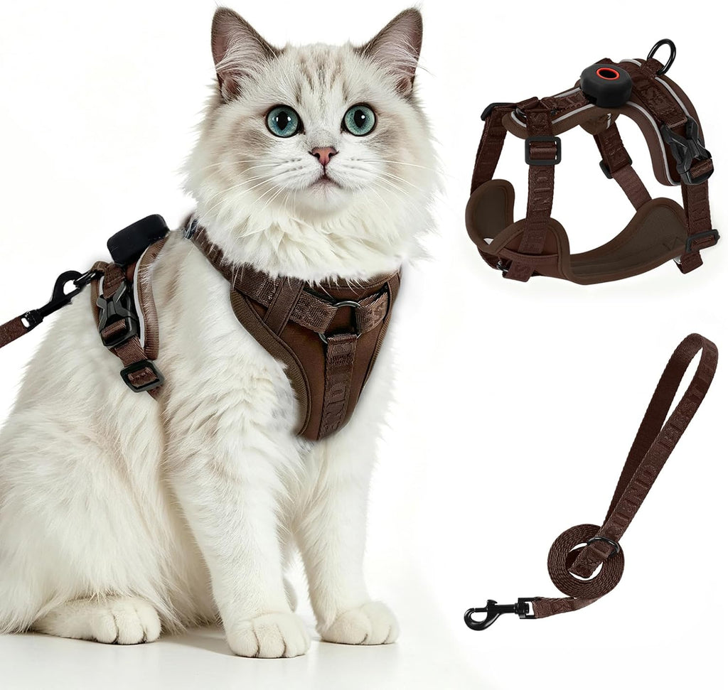 Cat Harness and Leash Set, Escape Proof Kitten Harness with Lead,Adjustable Reflective Soft Breathable Mesh Vest Harness with Jacquard Woven Straps for Small Kittens Cat Outdoor Walking, Green S