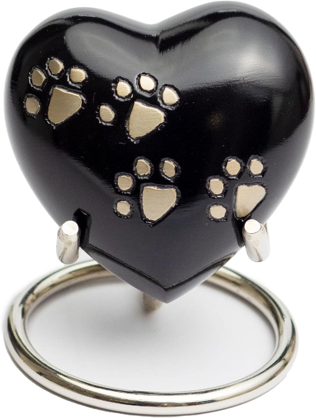 Urn for Pet Ashes Love Paw Heart Stand Cremation Memorial, Pewter 3"
