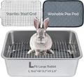 MEEXPAWS Rabbit Litter Box Stainless Steel, Large Bunny Litter Box