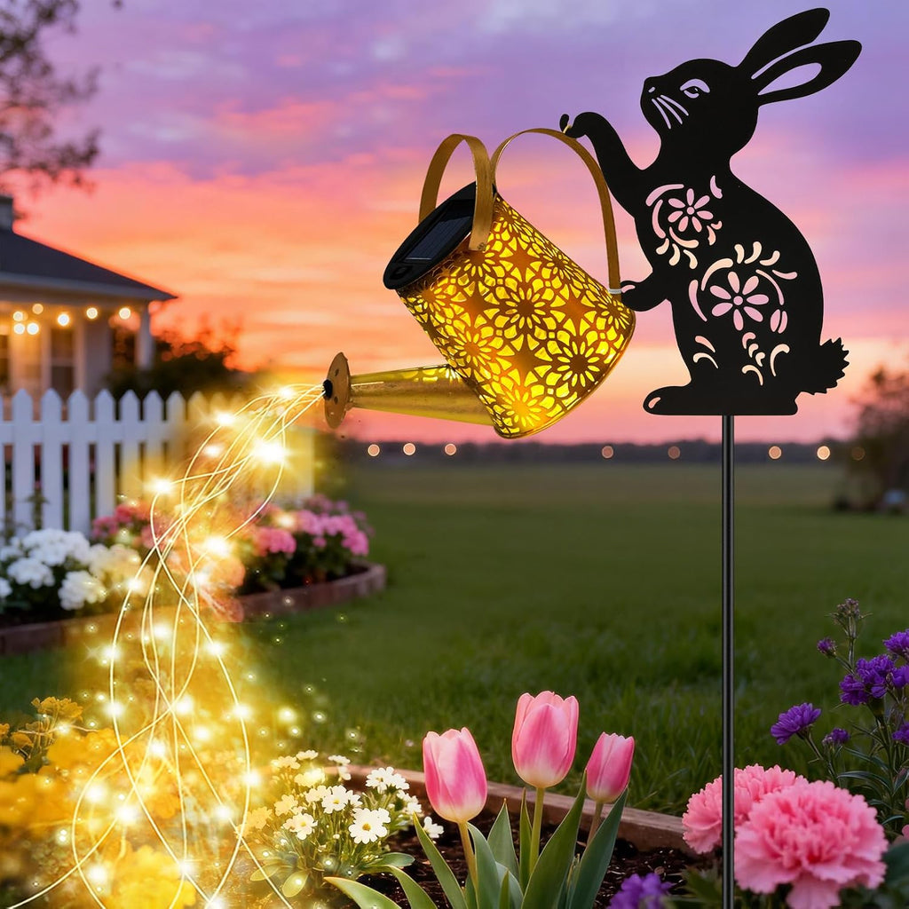 Solar Watering Can Lights, Cat Hanging Lantern Solar Lights Outdoor, Cat Lover Gifts for Mom Women Birthday Mother's Day Christmas, Waterproof Garden Decor Outside Patio Yard Pathway Backyard