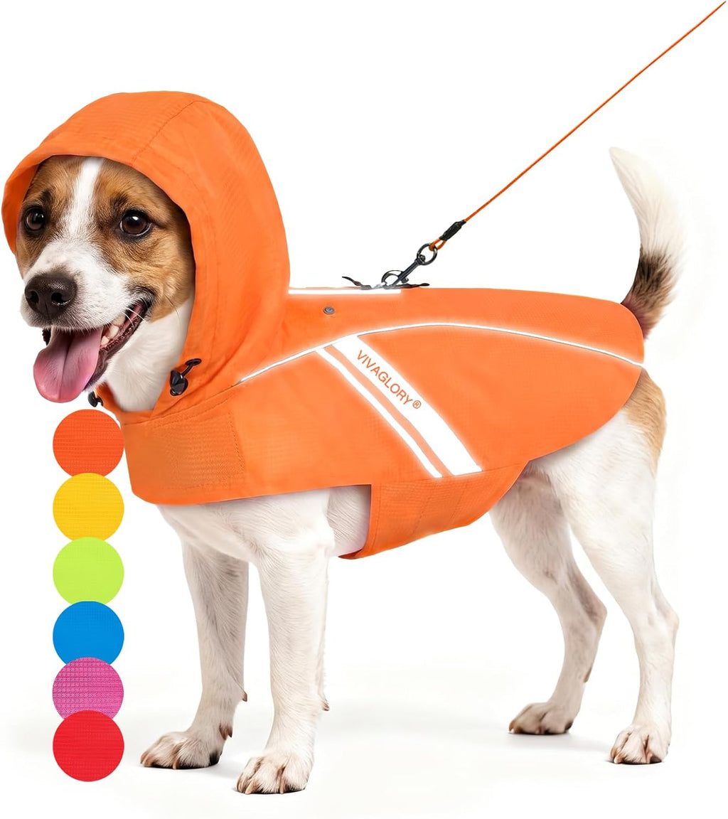 VIVAGLORY Dog Raincoat Wetoff Dog Rain Coat, S, Red