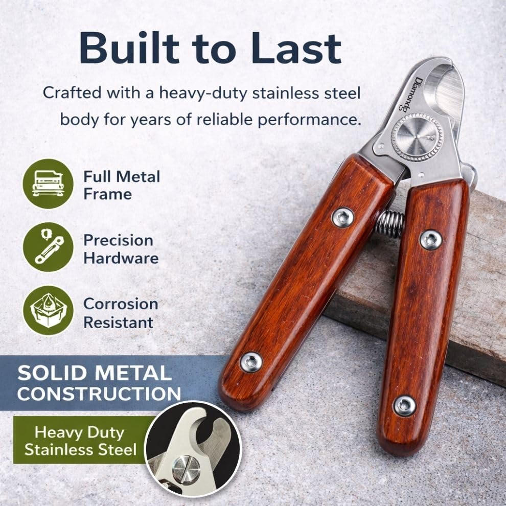 Diamondg Nail Clippers for Dogs & Cats - Heavy Duty Stainless Steel Blades