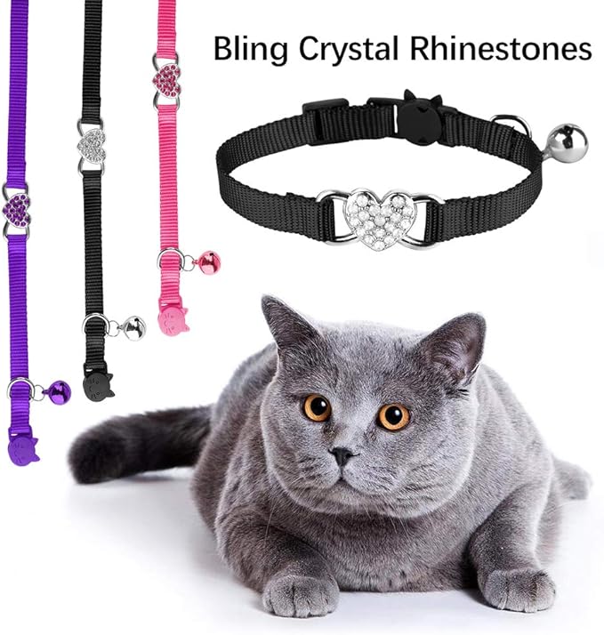 2 Pcs Cat Collars Heart Bling Breakaway - Image 5