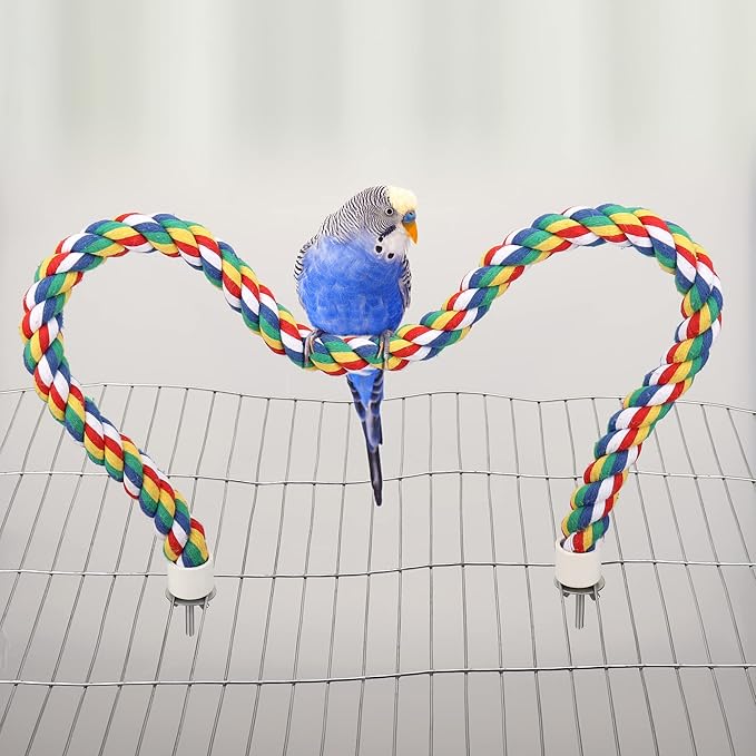 Bird Rope Perches for Parrots, Cockatiels, Budgie Cages Comfy Birds Colorful - Image 2