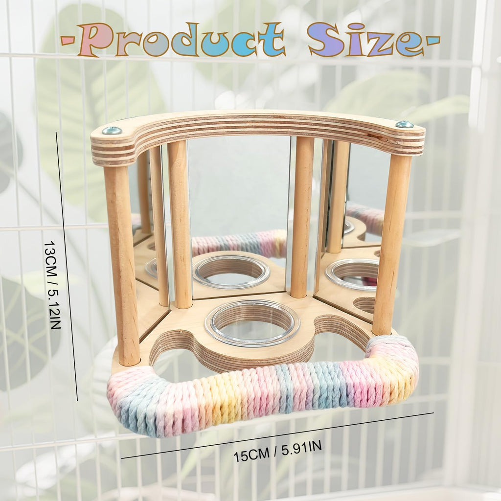 Parakeet Toys Bird Mirror with Perch Stand, 3 Mirrors
