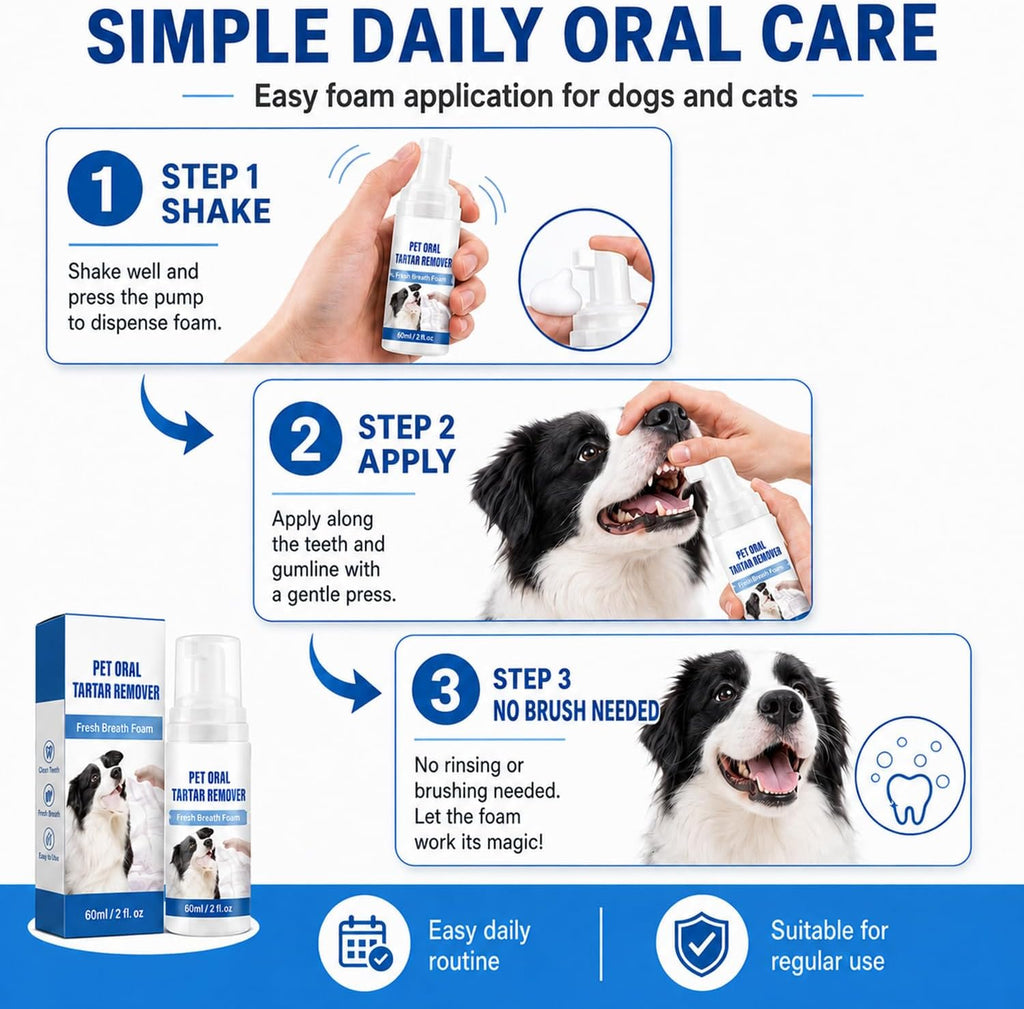 Pet Dental Care Foam for Dogs and Cats, Tartar Care, 2 fl oz
