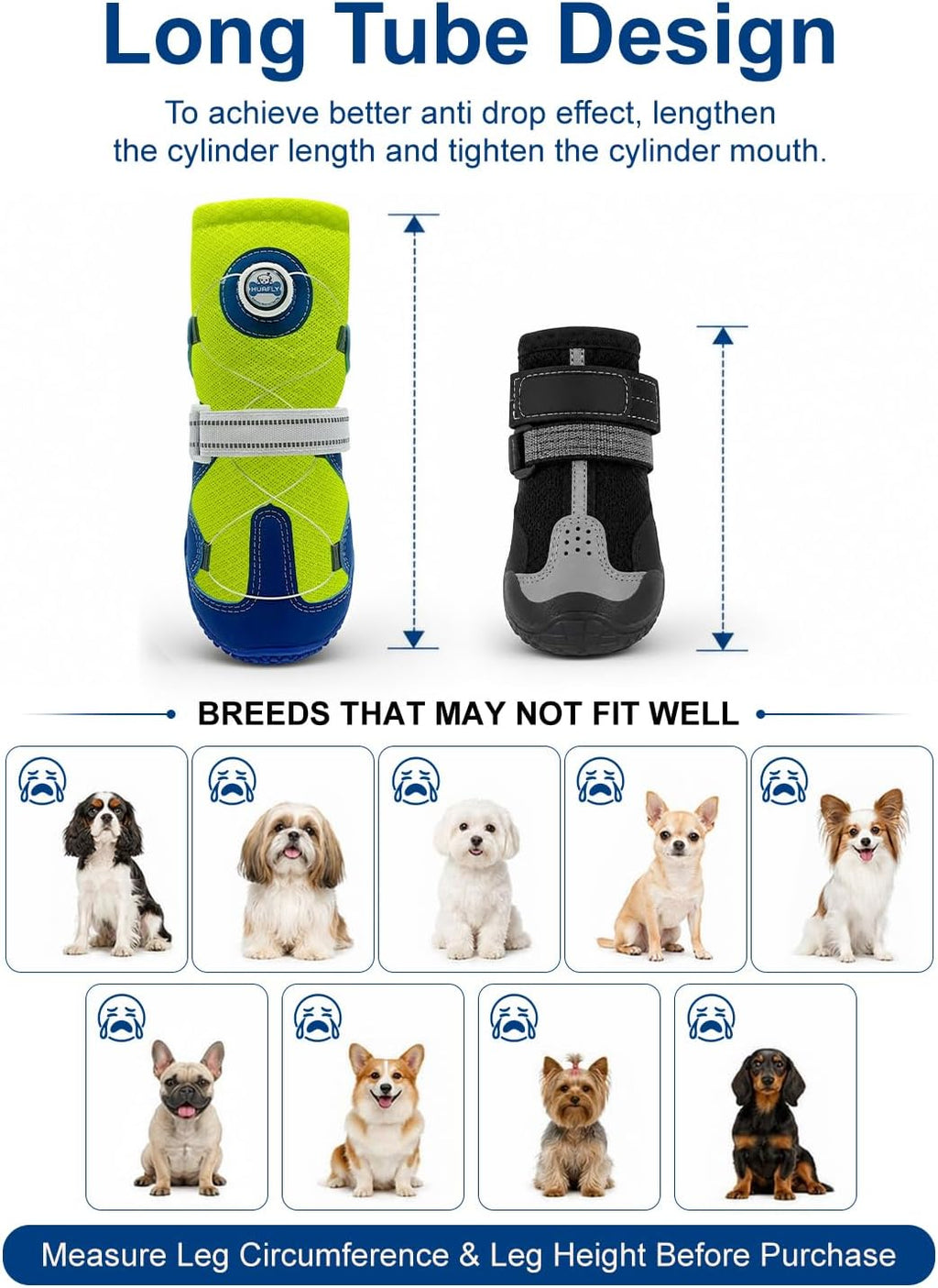 Huafly Dog Shoes Tension Knob-Twist-Lock Dog Boots&Paw Protectors Blue 4pcs