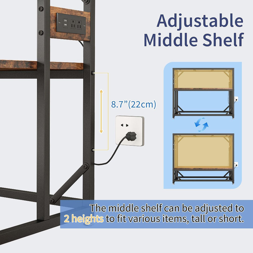 METYERRY 40 Gallon Fish Tank Stand with Power Outlet,Adjustable Shelf