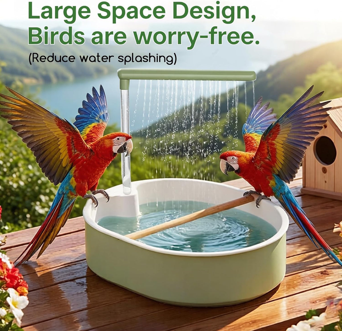 Bird Shower,USB Bird Bath for Parakeets,Cockatiels & Budgies - Automatic Circulating Bird Bath Fountain with Adjustable Flow
