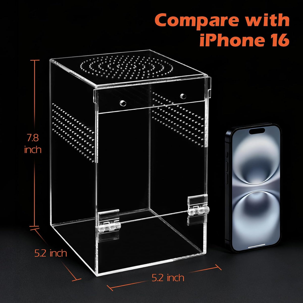 AZV Jumping Spider Enclosure Kit,Pre-Assembled 5 x 5 x 8 in Acrylic Habitat