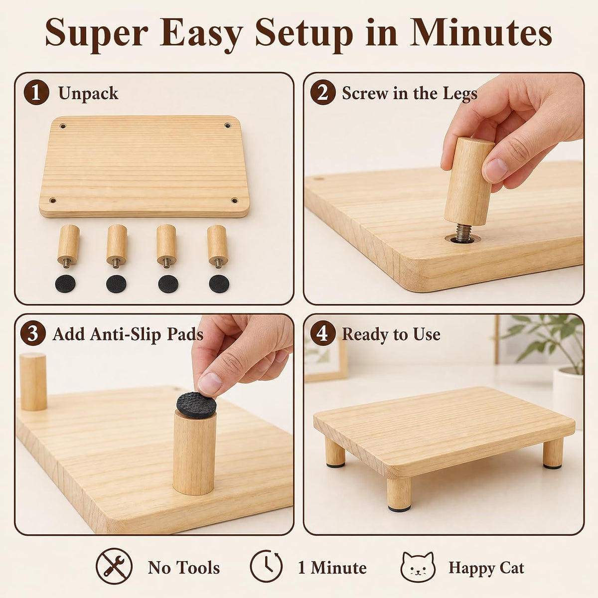Elevated Cat Food Stand, Ergonomic Neck & Spine Care Cat Food Table Station