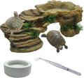kathson Turtle Basking Platform,Tortoise Resin Climbing Rock Rectangular Resting Terrace Tank Accessories,Reptiles Dock Hide Cave Habitat Decoration for Bearded Dragon Lizard Geckos Spiders (3 PCS)