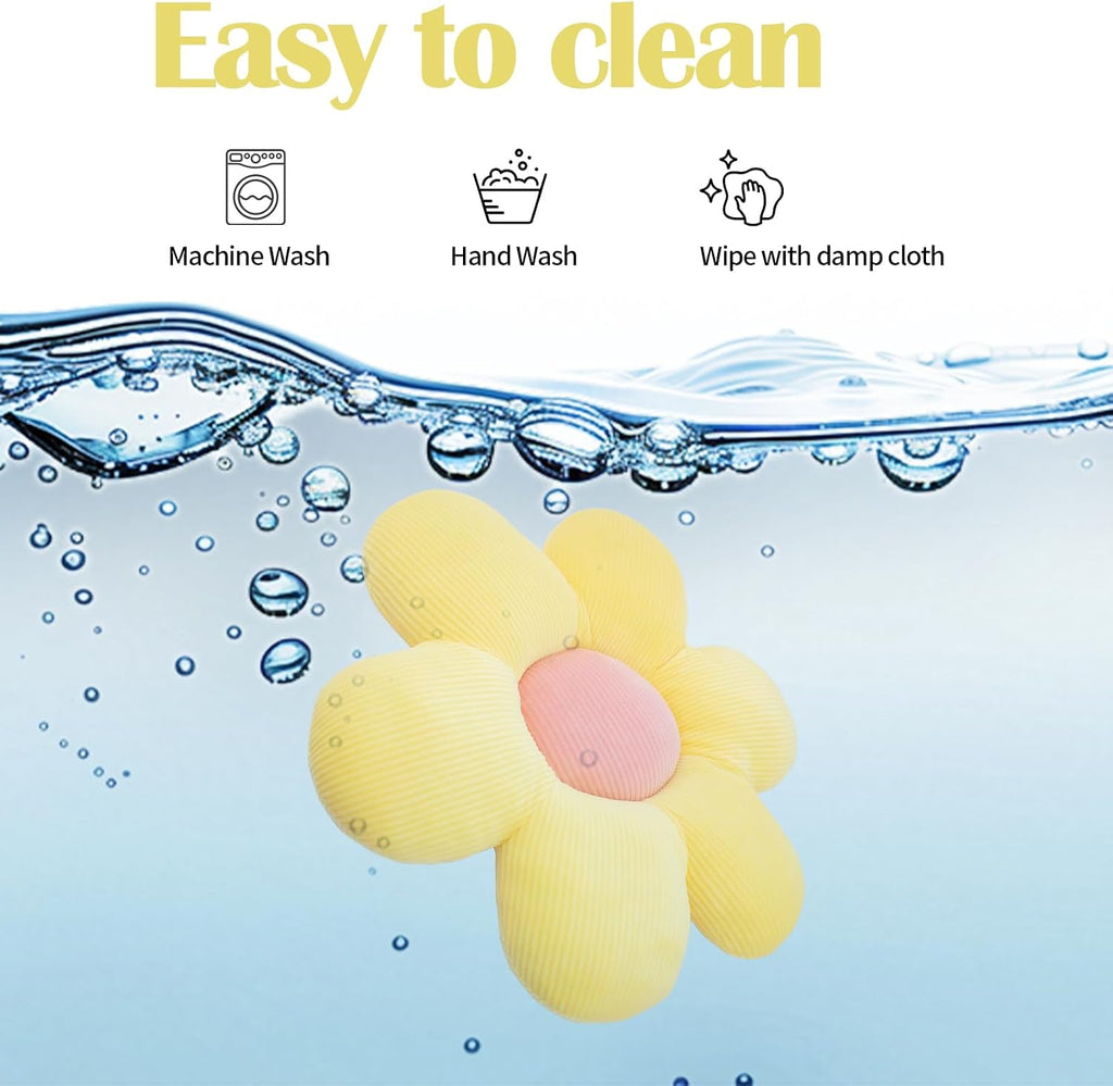 Rabbit Bed Mat, 14.9"X14.9" Soft Flower Shaped Bunny Bed, Washable Daisy Bunny Mat Double-Sided Reversible Plush Mat for Rabbit, Bunny, Cats, Dogs Yellow