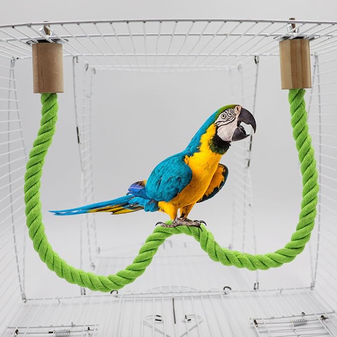 2 Pack Bird Rope Swing Chewing Toy, Hemp Perch Swing, Cage Standing Climbing - Image 5