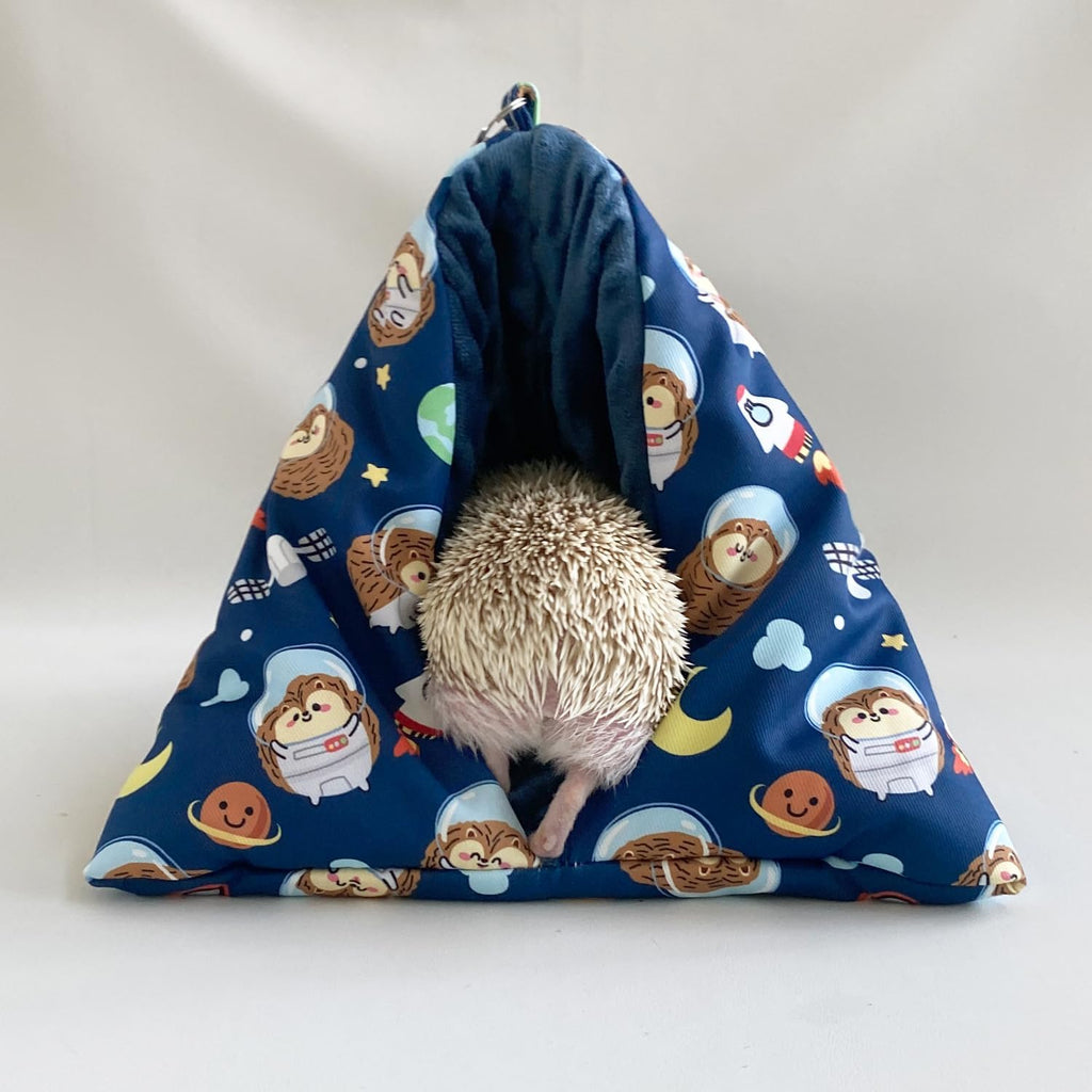 Handmade Cuddle Sack Sleeping Bag Pouch for Hedgehog Hamster Rat Sugar Glider Small Animal Hanging Cage Cave Bed (Blue)