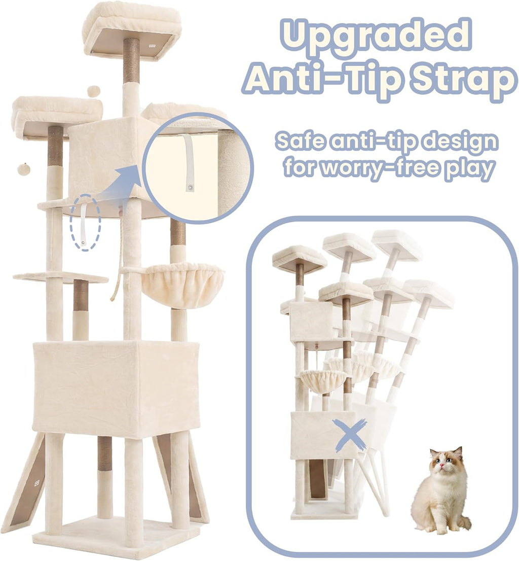 Cat Tree, 81.1" Tall Heavy Duty Cat Tower for Large Cats VCT032MJ