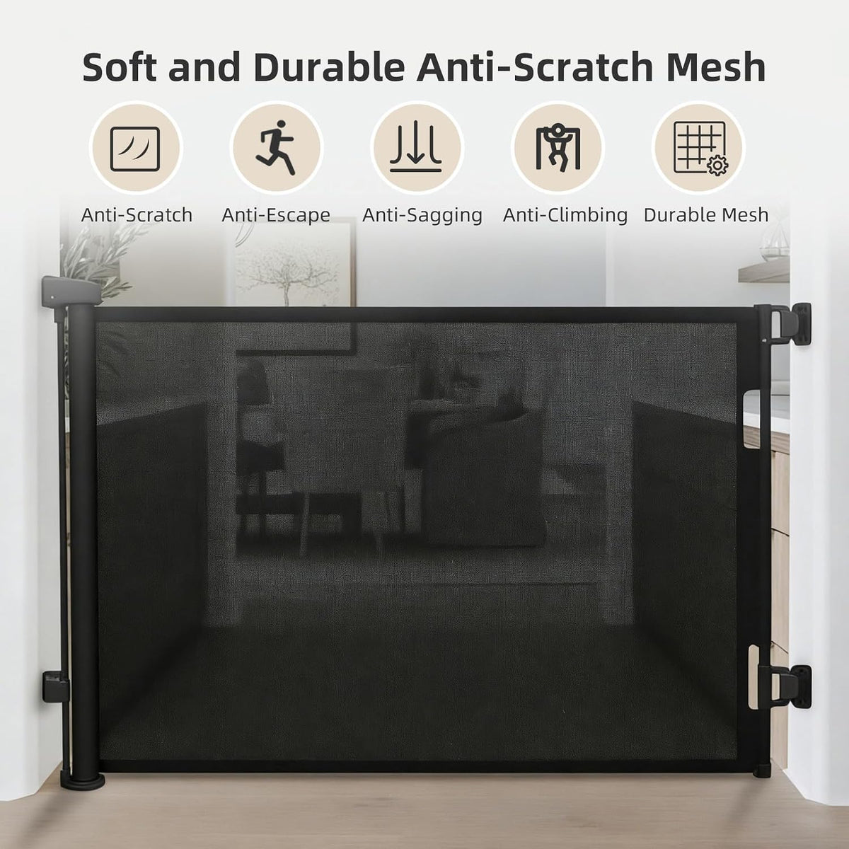 Retractable Baby and Dog Gate 55 Inch Wide 33 Inch Tall Black