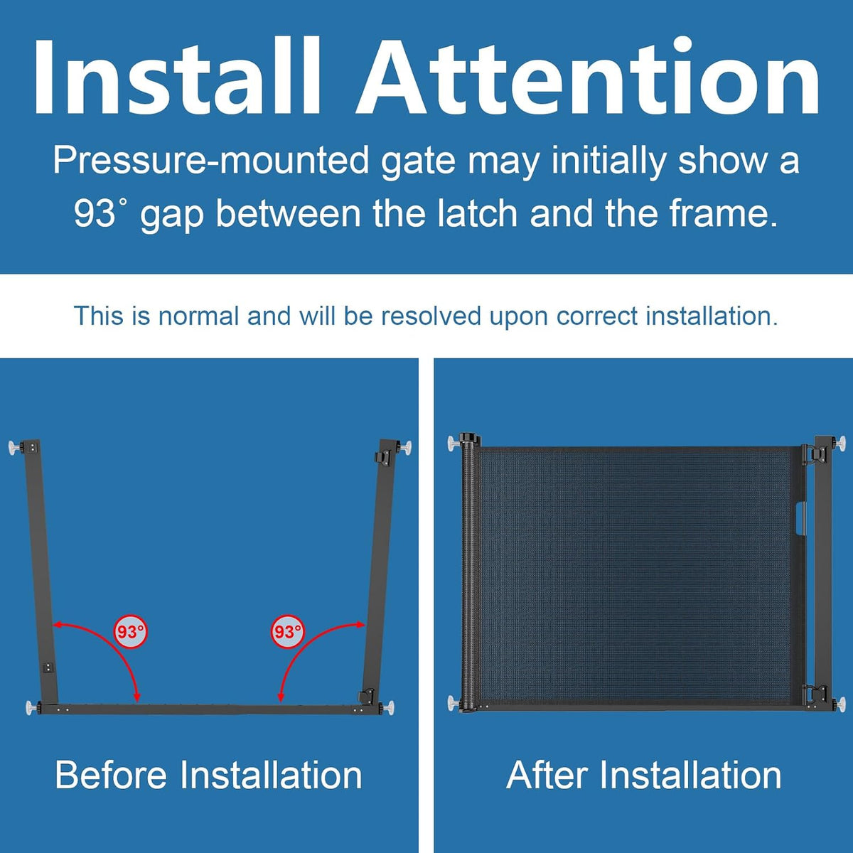 Malier Retractable Dog Gate, 29-42" No Drilling Pressure Mounted Mesh Dog Gate for Indoor, Extra Wide Metal Frame Pet Gate Walk Through Safety Black for Stairs, Doorways (Black, 29 x 42 Inch)