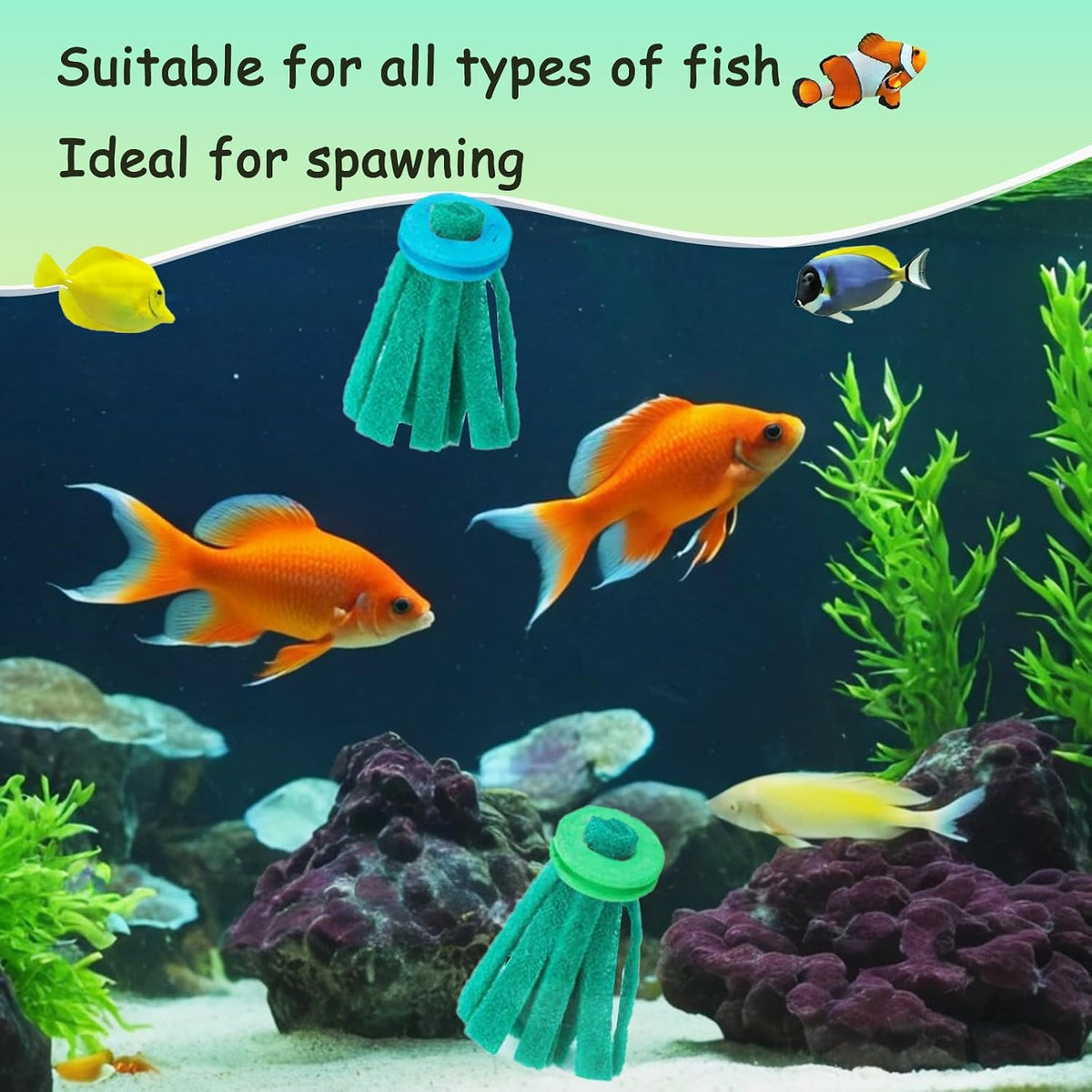 20 Pcs Fish Spawning Mops for Aquarium, Replacement Breeder Mop, Floating Fish Spawn Breeding Mop for Fish Tank Aquarium Fry Hiding Decorations (Random Color)
