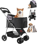 VEVOR Pet Stroller, 35 lbs Weight Capacity, Foldable Dog Stroller Cart, 4 Wheels Cats Strollers with with Detachable Carrier & Mesh Windows, Portable Design with Brake for Small to Medium Pets