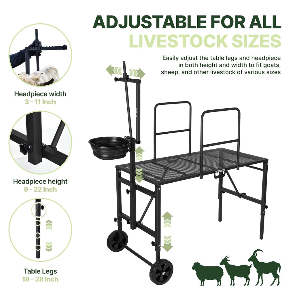 Goat Milking Stand, Goat Stand for Hoof Trimming & Grooming, Black