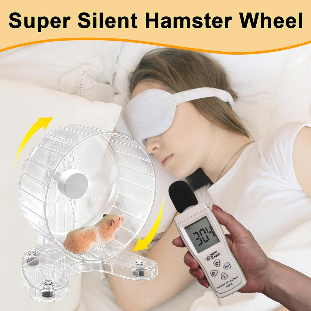 Hamster Wheel, 6.5" Super-Silent Exercise Wheels, Dual-Bearings Quiet Spinner Running Wheels, 3 Installation Methods, Fits Any Hamster Cage, Hamsters Toy for Dwarf Hamsters, Gerbils, and Small Pets.