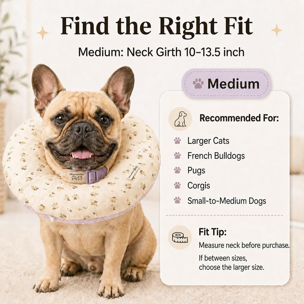 Deep Soft Recovery Collar for Dogs & Cats, Cotton Alternative to E-Collar, Adjustable Lightweight Pet Cone, Anti-Lick for Surgery & Wounds, Medium (Neck 10"-13.5"),Flower Pattern
