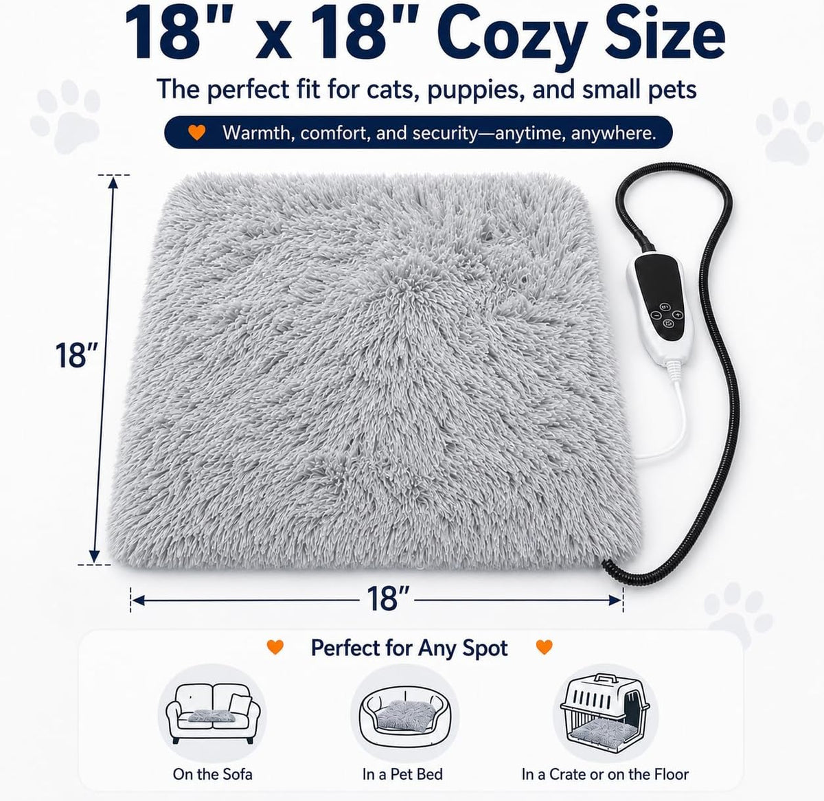 GOLOPET Pet Heating Pad for Cats with Normally Open Function,Heated Cat Bed