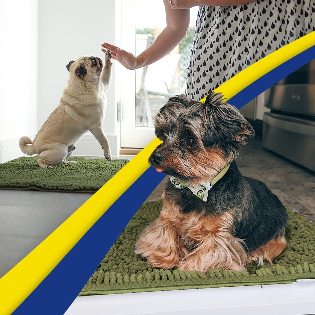 Muddy Mat® | Super Water Absorbent Door Mat Indoor, Microfiber Quick Dry Chenille Entryway Rug, Slip Resistant Front Door Mat, Indoor Mats for Entryway, Machine Washable Pet Rug, Army Green 19"x30"