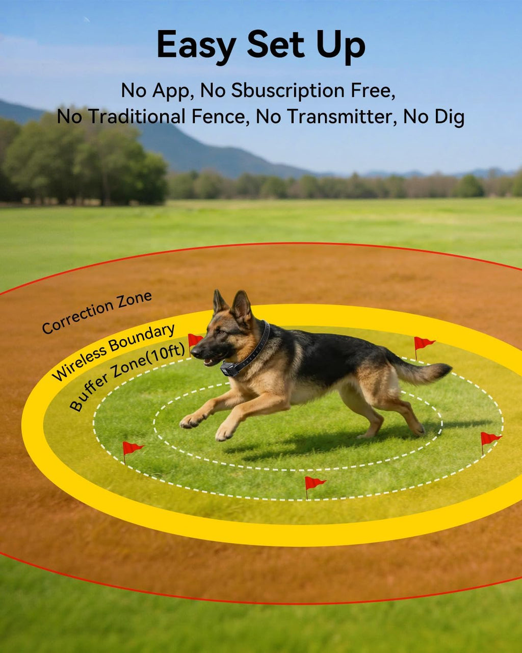 GPS Wireless Dog Fence with Customizable/Circular Boundary, Smart Portable Electric Dog Collar with 3 Correction Modes, Rechargeable, IPX7 Waterproof Pet Containment System for Outdoor Use