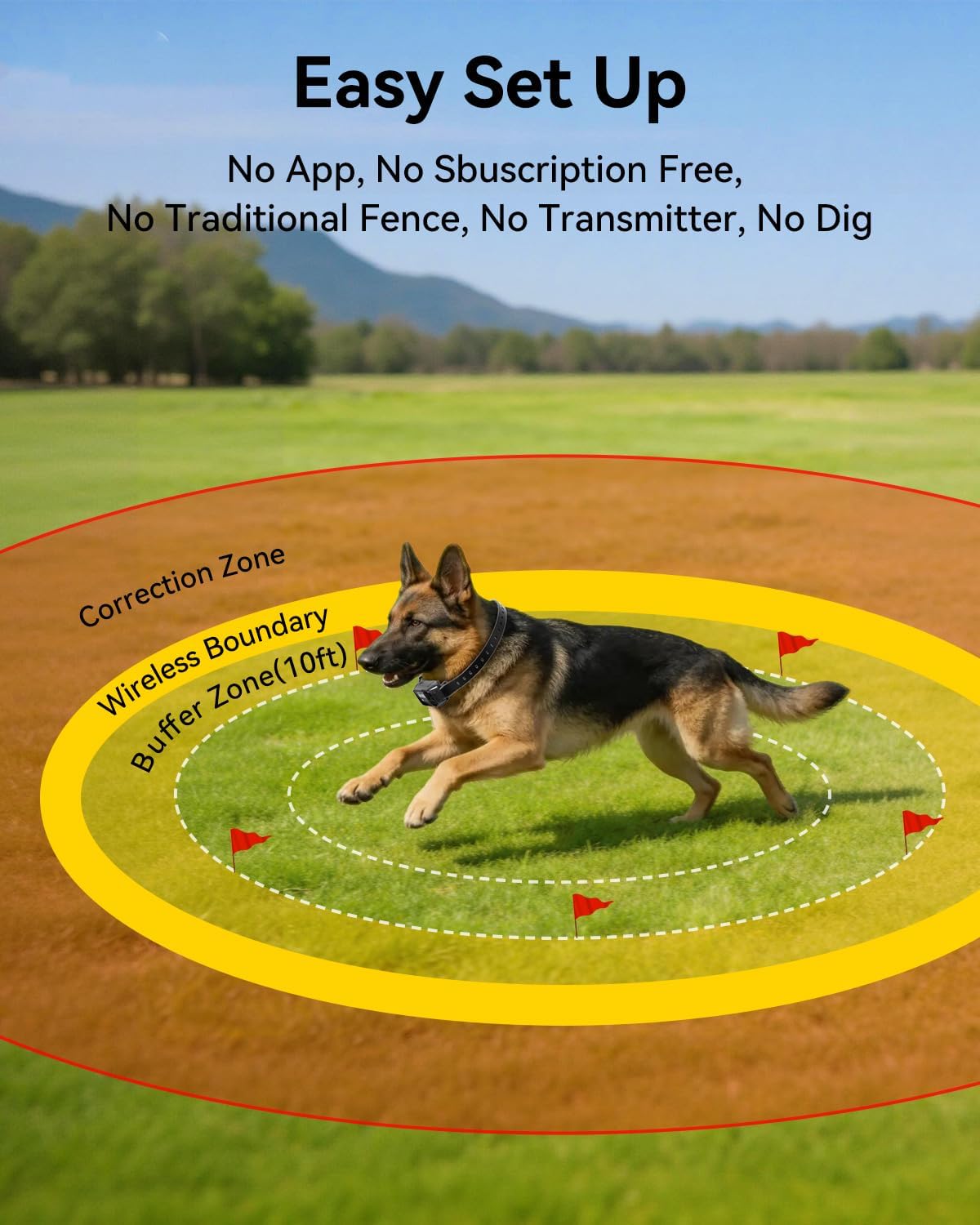 GPS Wireless Dog Fence with Customizable/Circular Boundary, Smart Portable Electric Dog Collar with 3 Correction Modes, Rechargeable, IPX7 Waterproof Pet Containment System for Outdoor Use