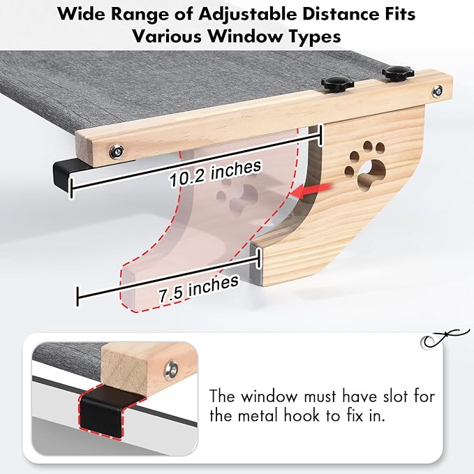 AMOSIJOY Cat Sill Window Perch Sturdy Cat Hammock Window Seat - Image 4
