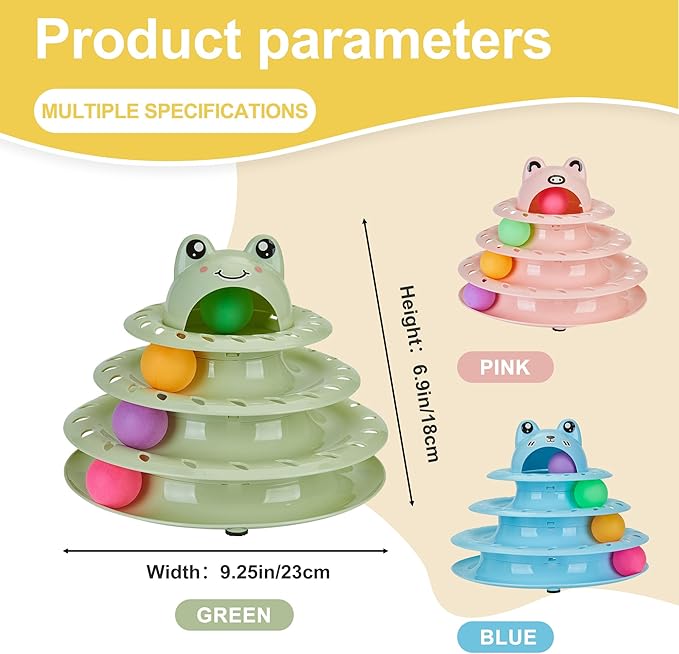 Gefryco Cat Toys 4-Tier Roller Track, Turntable Cat Tower Toy - Image 3
