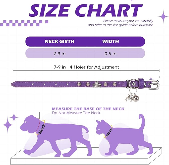 EXPAWLORER Leather Cat Collar for Girl Boy- Adjustable Pet Collar - Image 2