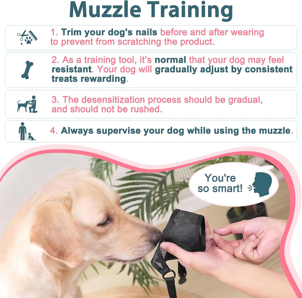 LUCKYPAW Dog Muzzle for Large Medium Small Dogs German Shepherd Labrador