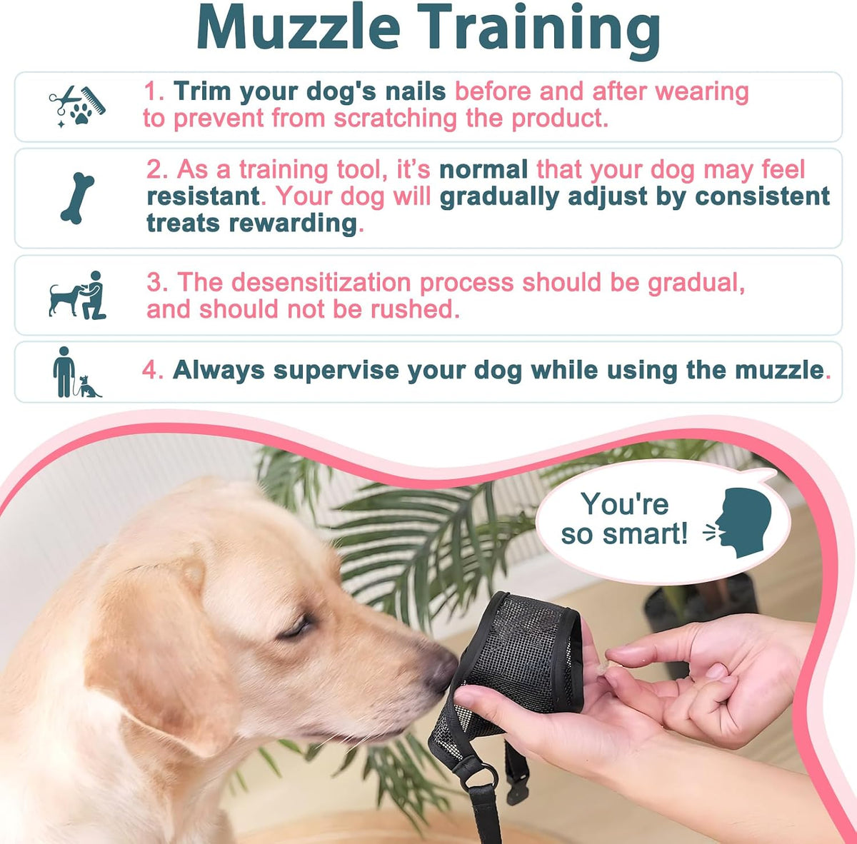 LUCKYPAW Dog Muzzle for Large Medium Small Dogs German Shepherd Labrador