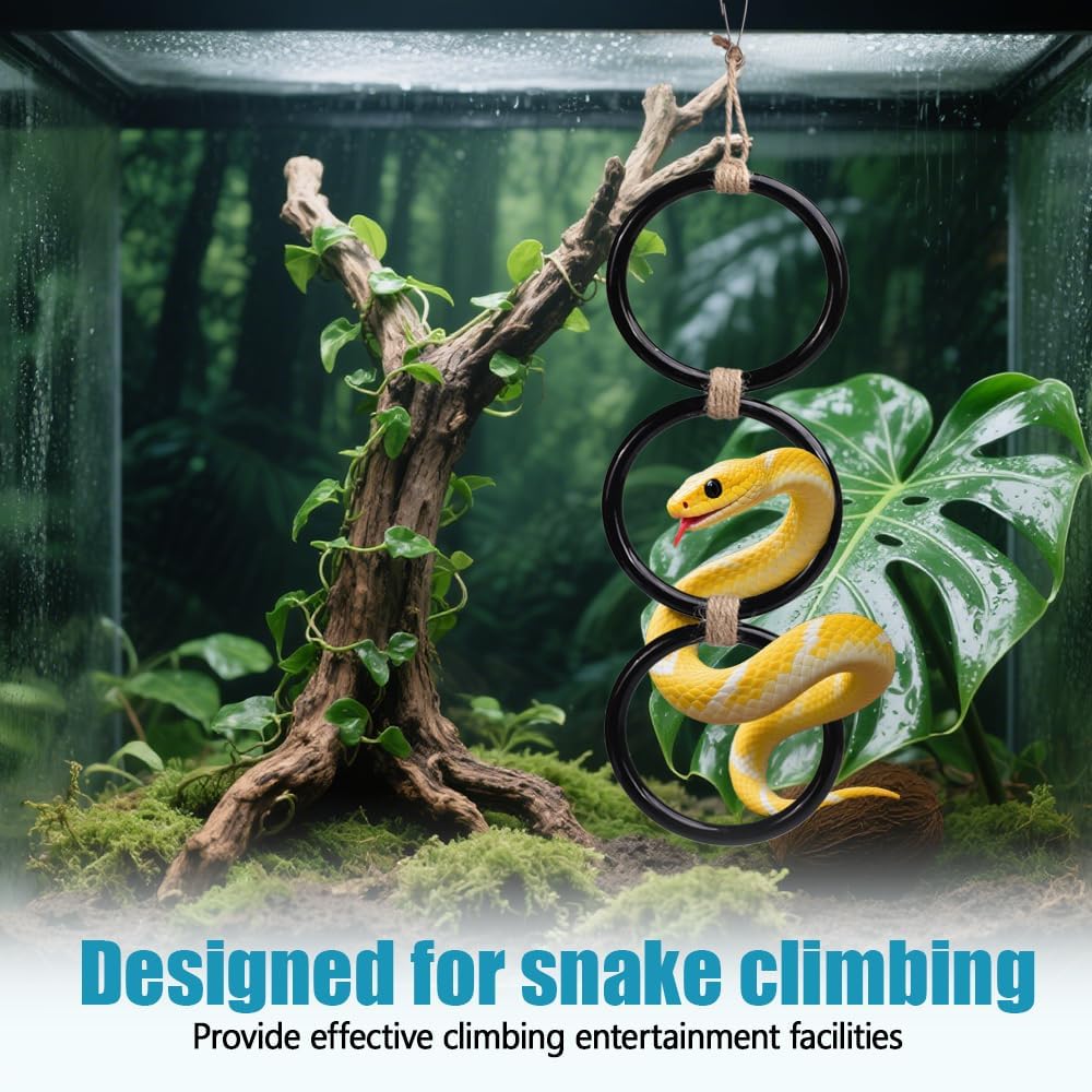 DONGKER Snake Climbing Rings,Hanging Installation Ball Python Enrichment Toys for Corn Snakes Garter Snakes Iguana Lizards Chameleons