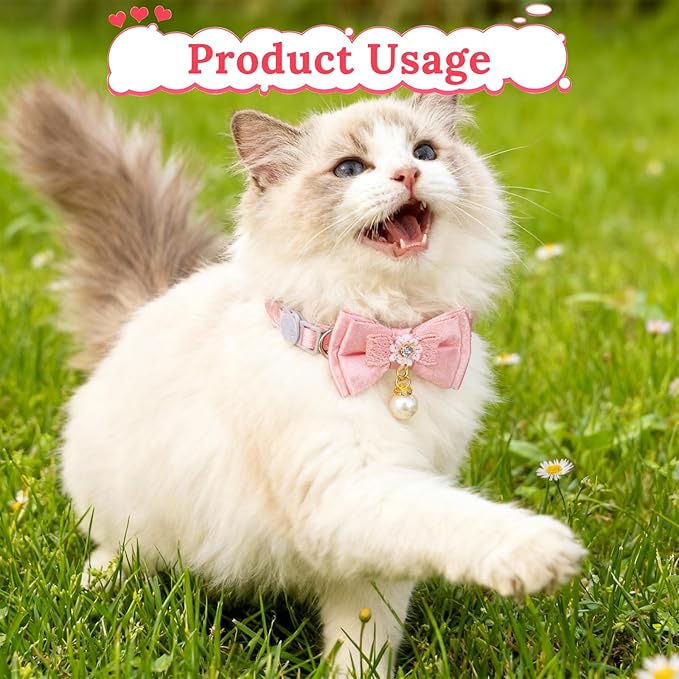 Jeffdad 4 PCS Cute Pearl Cat Collar - Image 7