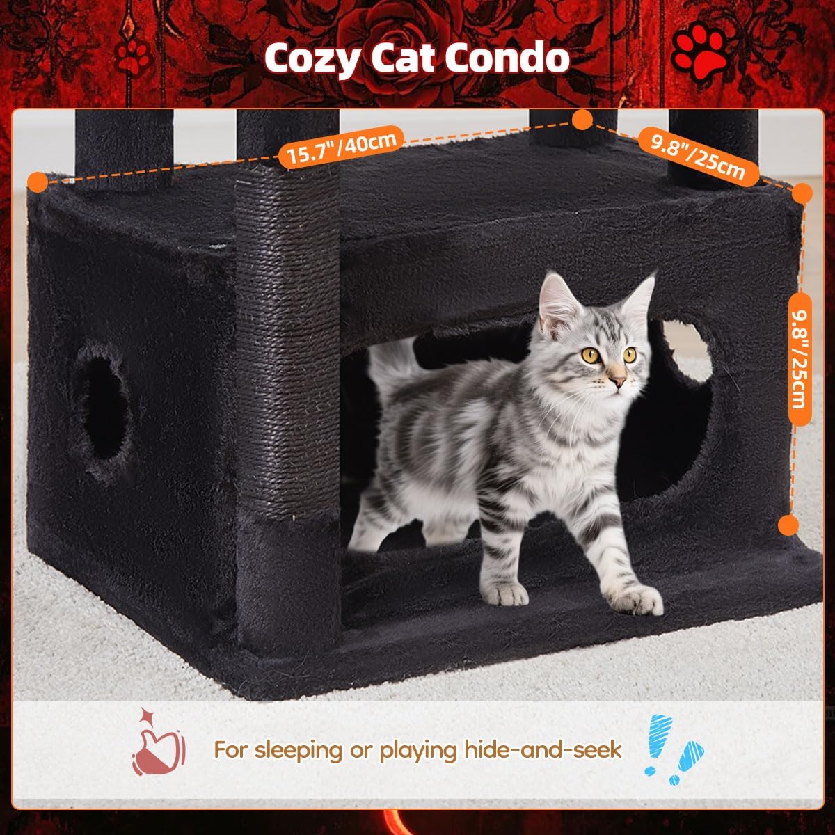 Taoqimiao Gothic Cat Tree, 38.5In Cat Tower for Indoor Cats, for Kittens