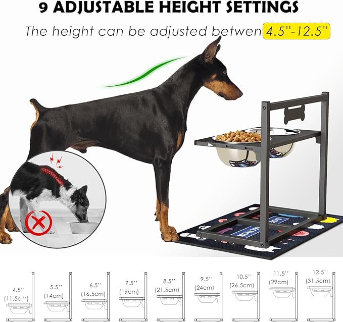 9 Height Adjustable Dog Bowl Stand - Image 2