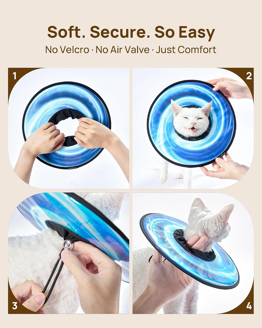 PetThem Soft Cat Cone Collar, Adjustable Cat Recovery Collar, After Surgery Protection, Waterproof & Easy to Clean, Lightweight Elizabethan Collar for Cats and Small Dogs (Astral Depth, S)