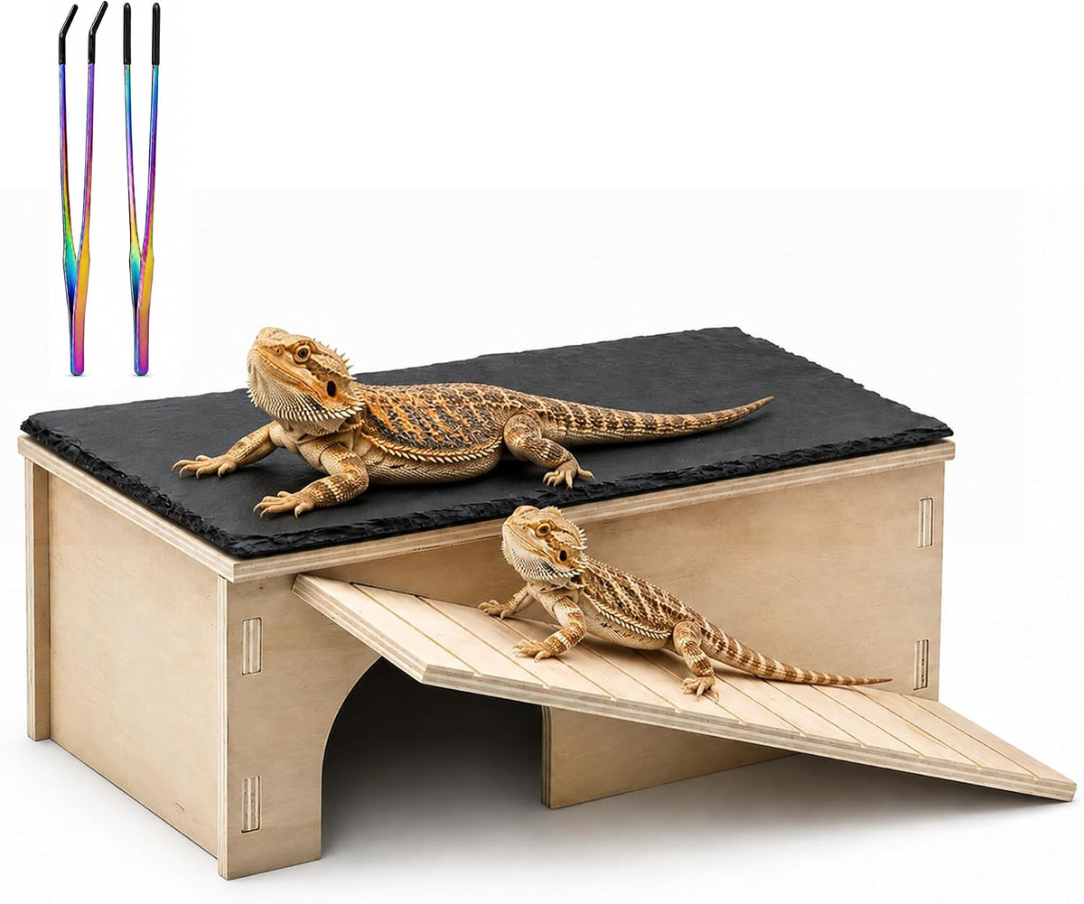 Bearded Dragon Basking Platform with Slate Rock (12.99 * 7.09 * 4.72in)