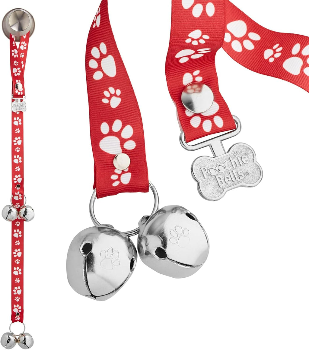 PoochieBells Dog Doorbell, Dog Potty Training Bells, Dog Safe USA-Made w/Perfect Sound,Dog Trainer Approved, Housetraining Made Easy & Quick, Sig Tracks Beige