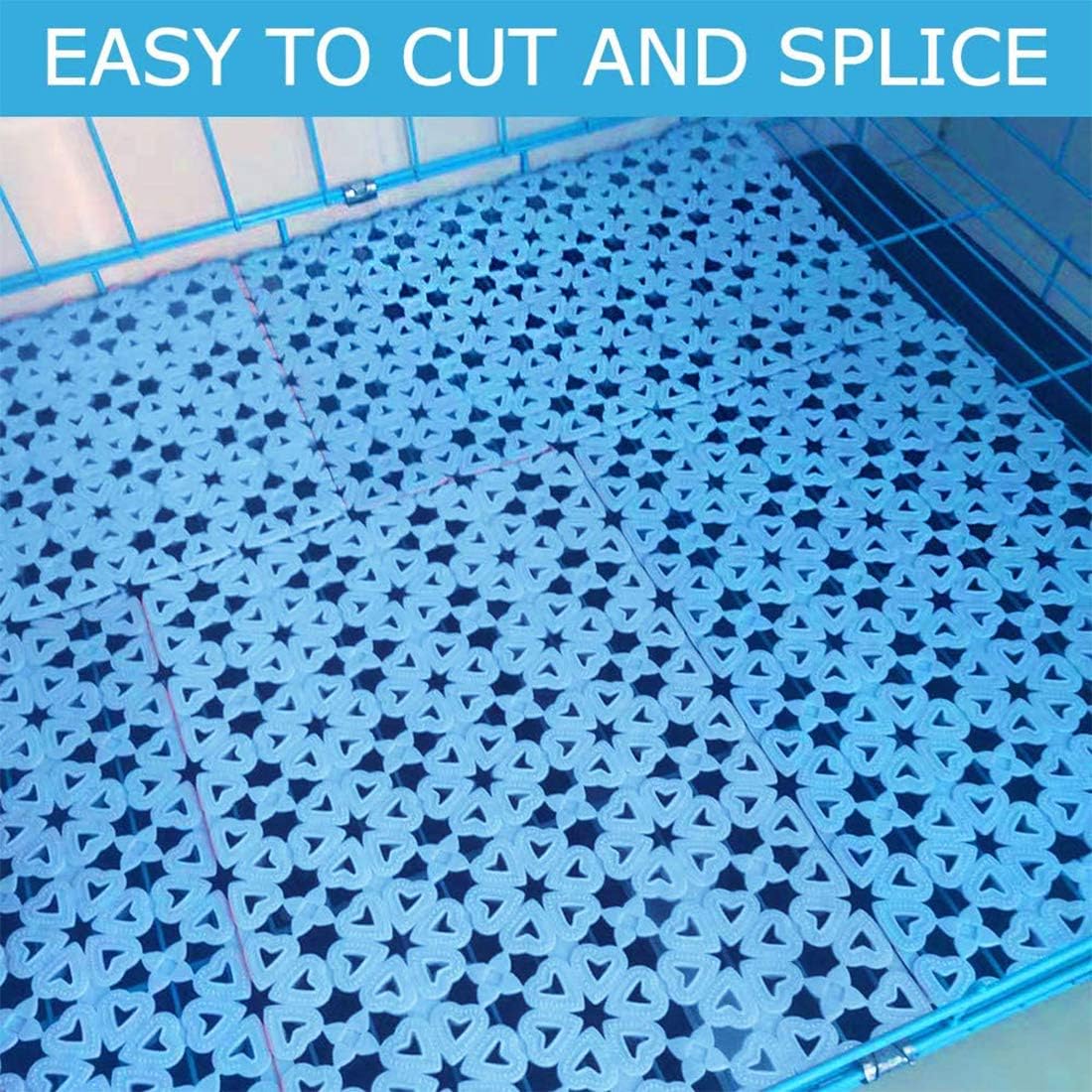 Rabbit Cage Mat Floor Plastic Mats Feet Pads for Pet Cats Dogs Bunny Hamster Rat Chinchilla Guinea Pig (6 Pack)