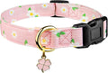 Cotton Handmade Dog Collar Cute and Distinctive Patterns Pink Flower by Fyeqyaou